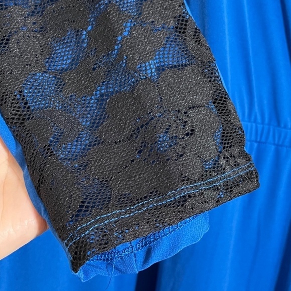 Torrid Dress 22 Blue Color Block Neutral Lace Feminine Retro 80s Skater Pinup - Picture 8 of 13